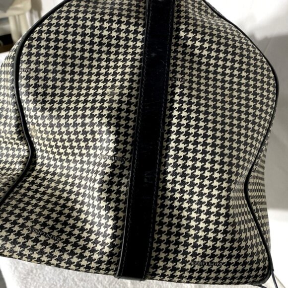 SOLD-Vintage Polo Ralph Lauren Houndstooth Coated Canvas Leather Duffle Bag RARE - Picture 10 of 16